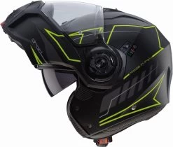 Caberg Klapphelm DROID Mit Sonnenblende Und Pinlock -Motorradbekleidungsgeschäft droid blaze matt black yellow fluo profile open 2
