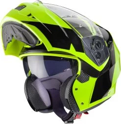 Caberg Klapphelm DUKE 2 II Mit Sonnenblende Und Pinlock -Motorradbekleidungsgeschäft duke ii impact yellow fluo black 3 4 open 2