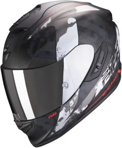 Scorpion Integralhelm EXO-1400 AIR Mit Sonnenblende Max Vision Pinlock Und AirFit Wangenpolster -Motorradbekleidungsgeschäft exo 1400 sylex silber rot 1 1