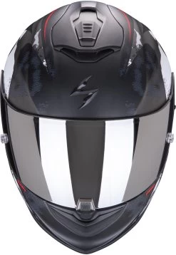 Scorpion Integralhelm EXO-1400 AIR Mit Sonnenblende Max Vision Pinlock Und AirFit Wangenpolster -Motorradbekleidungsgeschäft exo 1400 sylex silber rot 3
