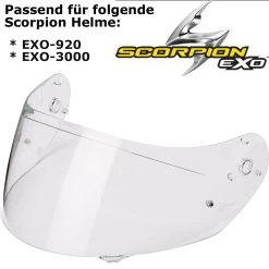 Scorpion Visier KDF15 Für Helm EXO-920 Und EXO-3000 Vorbereitet Für Max Vision Pinlock -Motorradbekleidungsgeschäft exo 920 visier klar haupt