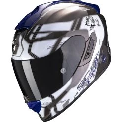 Scorpion Integralhelm EXO-1400 AIR Mit Sonnenblende Max Vision Pinlock Und AirFit Wangenpolster -Motorradbekleidungsgeschäft exo1400a spatium whiblu 1 1
