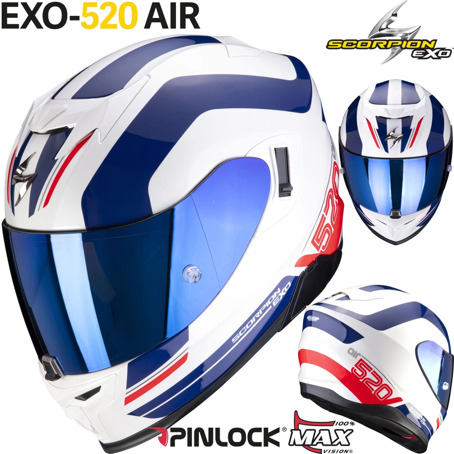 Scorpion Integralhelm EXO-520 AIR Hyper-Sporthelm Mit AirFit System Sonnenblende Und Max Vision Pinlock 17 Scorpion Integralhelm EXO-520 AIR Hyper-Sporthelm Mit AirFit System Sonnenblende Und Max Vision Pinlock – Bild 15