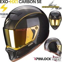 Scorpion Integralhelm EXO-HX1 CARBON SE Premium Street-Fight-Helm Mit Max Vision Pinlock Und Sonnenblende -Motorradbekleidungsgeschäft exohx1carb se blagol haupt