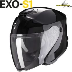 Scorpion Jethelm EXO-S1 Mit Langem Visier Sonnenblende -Motorradbekleidungsgeschäft exos1 solid bla haupt