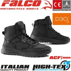 Falco Motorradschuhe ACE Sneaker Wasserdicht CE Mit D3O Protektoren -Motorradbekleidungsgeschäft falco ace schwarz haupt