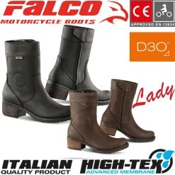 Falco Damen Motorradstiefel AYDA 2 Leder Wasserdicht Mit D3O Knöchelprotektoren Und CE-Zertifizierung