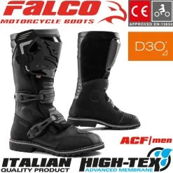 Falco Motorradstiefel DURANT Enduro Touring Wasserdicht Leder CE Mit D3O Protektoren -Motorradbekleidungsgeschäft falco durant schwarz haupt 1