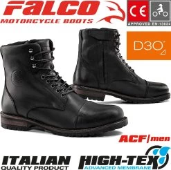 Falco Motorradstiefel GORDON 2 Wasserdicht CE Leder Mit D3O Protektoren Und Goodyear-Sohle