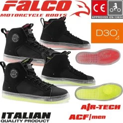 Falco Motorradschuhe STARBOY 3 Sneaker Neon Sohle CE Air-Tech Futter D3O Protektoren