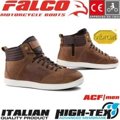 Falco Motorradschuhe TENSHO Leder Sneaker Wasserdicht Perforiert Mit CE Und Vibram-Sohle -Motorradbekleidungsgeschäft falco tensho braun haupt