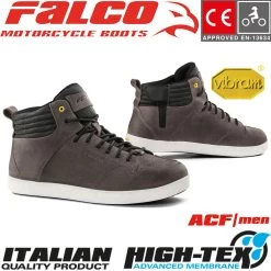 Falco Motorradschuhe TENSHO Leder Sneaker Wasserdicht Perforiert Mit CE Und Vibram-Sohle -Motorradbekleidungsgeschäft falco tensho grau haupt