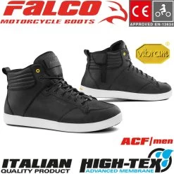 Falco Motorradschuhe TENSHO Leder Sneaker Wasserdicht Perforiert Mit CE Und Vibram-Sohle -Motorradbekleidungsgeschäft falco tensho schwarz haupt