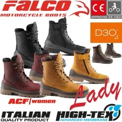 Falco Motorradstiefel VIKY Damen CE Leder Wasserdicht Mit D3O Protektoren