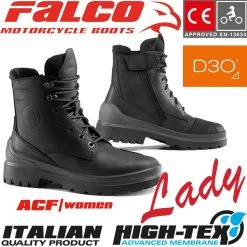 Falco Motorradstiefel VIKY Damen CE Leder Wasserdicht Mit D3O Protektoren -Motorradbekleidungsgeschäft falco viky schwarz haupt