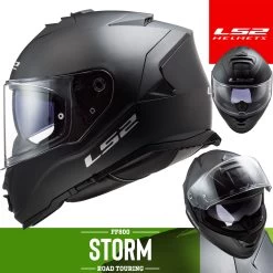 LS2 Integralhelm FF800 STORM Mit Sonnenblende Und Max Vision Pinlock -Motorradbekleidungsgeschäft ff800 storm solid matt black haupt 2