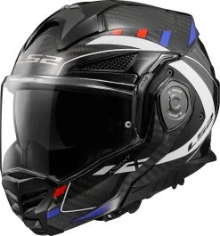 LS2 Über-Klapphelm FF901 ADVANT X CARBON Mit P/J Homologation Und Sonnenblende ECE 22.06 -Motorradbekleidungsgeschäft ff901 advant x carbon future white blue red 569012323 2