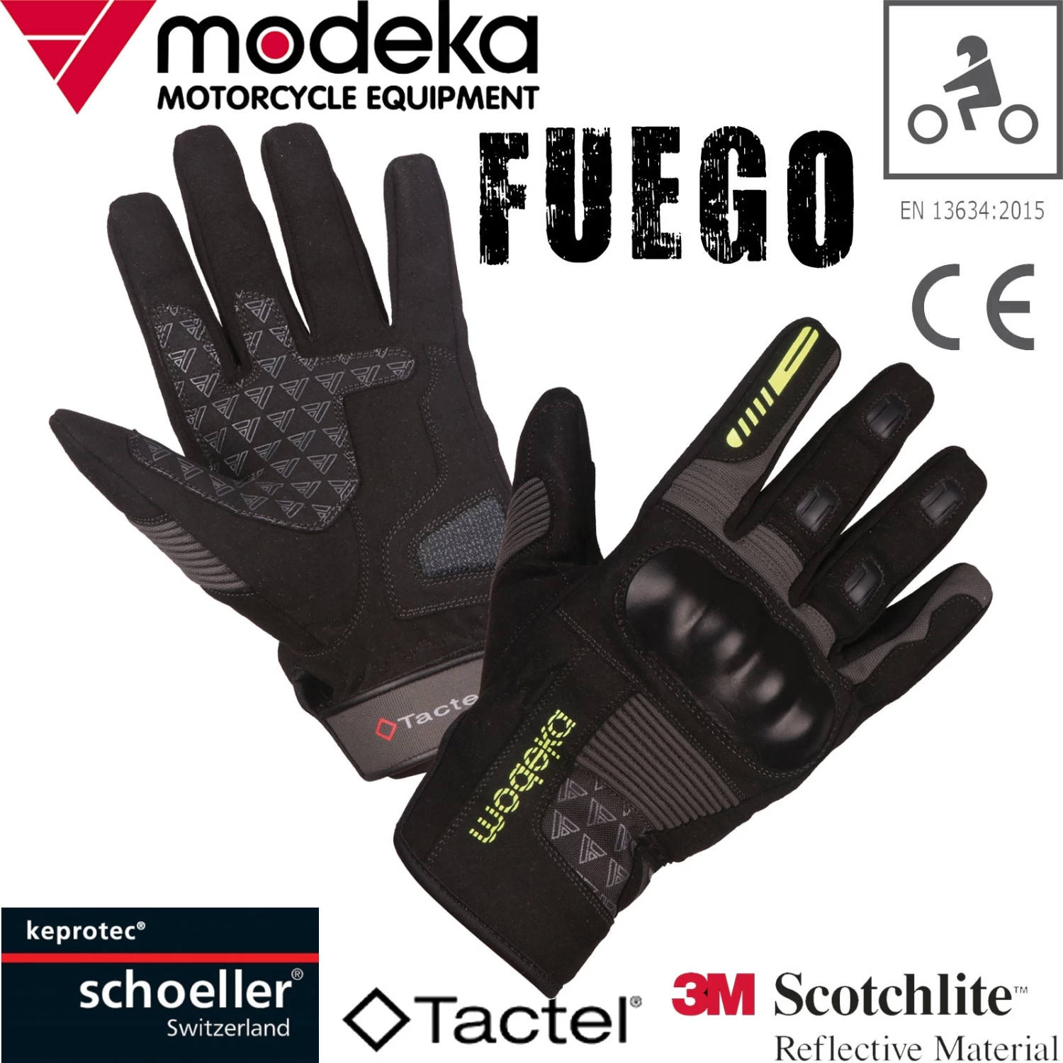 Modeka Motorradhandschuhe FUEGO Sport Amara Tactel 3M Reflektierend Keprotec Verstärkungen CE 4 Modeka Motorradhandschuhe FUEGO Sport Amara Tactel 3M Reflektierend Keprotec Verstärkungen CE – Bild 2
