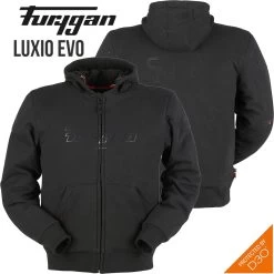Furygan Motorrad-Hoodie LUXIO EVO Sweatshirt Aramid Mit Kapuze CE D3O Protektoren -Motorradbekleidungsgeschäft furygan hoodie luxio evo black haupt