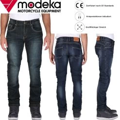 Modeka Motorradjeans GLENN II 2 Aramid Denim Stretch Hose Mit CE A Inklusive Knieprotektoren -Motorradbekleidungsgeschäft glenn2 304 soft blue haupt