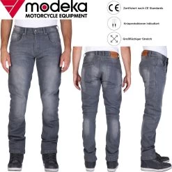 Modeka Motorradjeans GLENN II 2 Aramid Denim Stretch Hose Mit CE A Inklusive Knieprotektoren -Motorradbekleidungsgeschäft glenn2 312 soft grey haupt