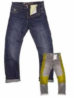 Modeka Motorradjeans GLENN Denim Aramid Stretch Mit Höhenverstellbaren Knieprotektoren -Motorradbekleidungsgeschäft glenn blau kevlar