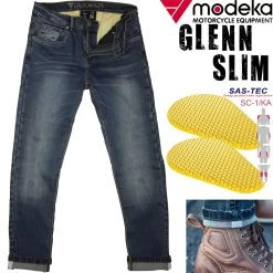 Modeka 5-Pocket Denim Motorradjeans GLENN SLIM Skinny Fit Mit Aramid Und SAS-TEC SC-1/KA Protektoren