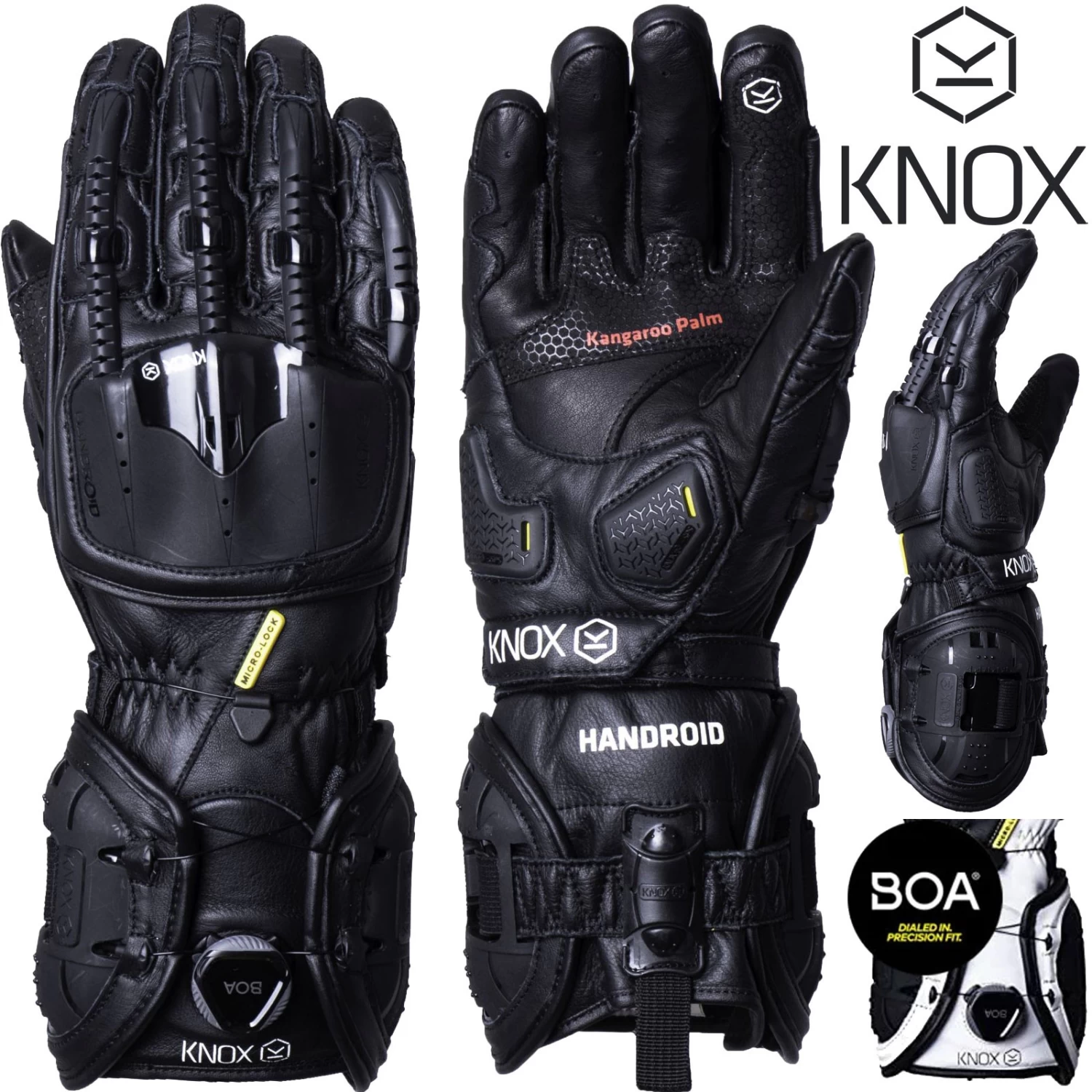 Knox Motorradhandschuhe HANDROID MK IV High-Performance CE BOA-Fit Leder Sport Lange Stulpe 4 Knox Motorradhandschuhe HANDROID MK IV High-Performance CE BOA-Fit Leder Sport Lange Stulpe – Bild 2