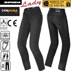 Spidi Motorradjeans J-TRACKER LADY Für Damen Slim-Fit Cordura Denim Hose Inklusive Warrior Knieprotektoren -Motorradbekleidungsgeschäft j tracker lady j64 026 haupt