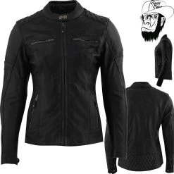 Rusty Stitches Motorradjacke JOYCE Für Damen Leder CE AA Mit Herausnehmbarem Thermofutter -Motorradbekleidungsgeschäft joyce black 1 haupt