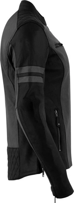 Rusty Stitches Motorradjacke JOYCE Für Damen Leder CE AA Mit Herausnehmbarem Thermofutter -Motorradbekleidungsgeschäft joyce black grey 3