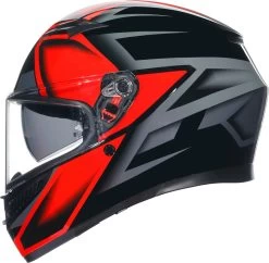 AGV Integralhelm K3 ECE 22.06 Mit Sonnenblende Und Max Vision Pinlock -Motorradbekleidungsgeschäft k3 2206 compound schwarz rot 4