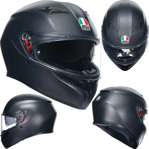 AGV Integralhelm K3 ECE 22.06 Mit Sonnenblende Und Max Vision Pinlock -Motorradbekleidungsgeschäft k3 2206 solid schwarz matt haupt