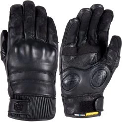 Knox Motorradhandschuhe HADLEIGH Wasserdicht Leder Kurze Stulpe 3-Jahreszeiten -Motorradbekleidungsgeschäft knox hadleigh schwarz both 1