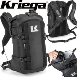 Kriega Motorrad-Rucksack R22 Wasserdicht Hüftgurt Quadloc-Gurt-System Mit Platz Für Laptop Cordura Air-Mesh