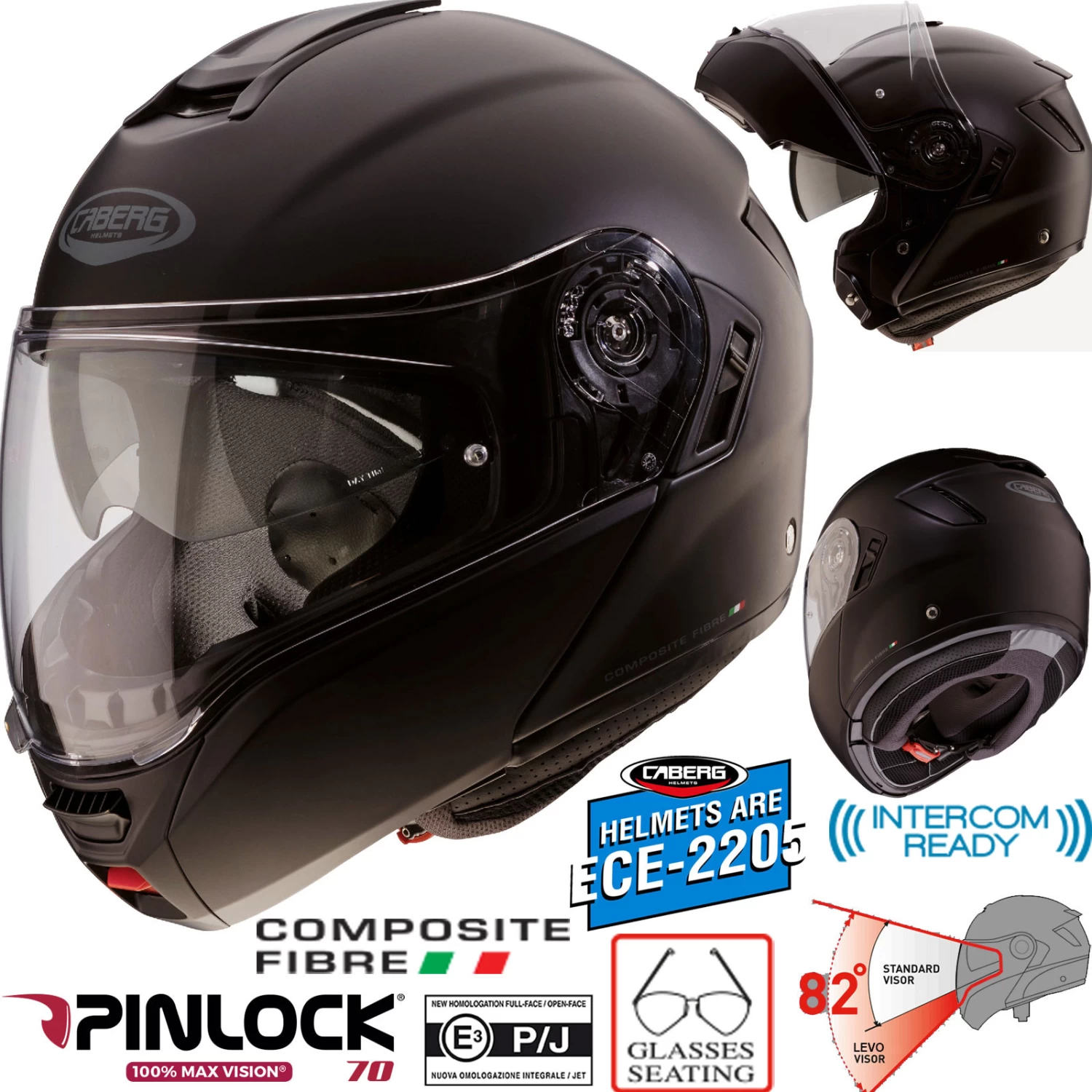 Caberg Klapphelm LEVO Mit Panorama Sichtfeld P/J Homologation Sonnenblende Und Pinlock 3 Caberg Klapphelm LEVO Mit Panorama Sichtfeld P/J Homologation Sonnenblende Und Pinlock