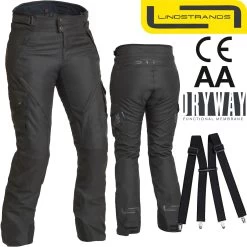 Lindstrands Damen-Motorradhose HUSOM 2-Lagen-Laminat Wasserdicht Dryway CE AA Protektoren Mit Hosenträgern