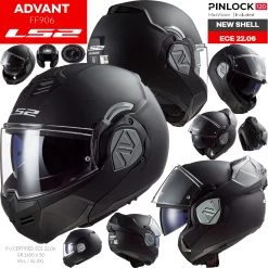 LS2 Klapphelm FF906 ADVANT Modularhelm ECE 22.06 P/J Homologation 180 Grad Kinnteil Sonnenblende Pinlock -Motorradbekleidungsgeschäft ls2 ff906 advant solid matt black haupt