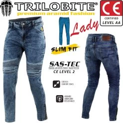 Trilobite Motorradjeans MICAS URBAN Damen Slim-Fit CE AA Mit Aramid Und SAS-TEC Knieprotektoren -Motorradbekleidungsgeschäft micas urban ladies blue haupt