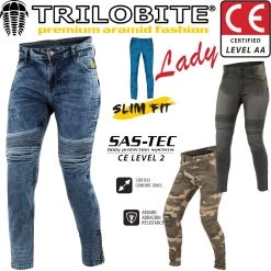 Trilobite Motorradjeans MICAS URBAN Damen Slim-Fit CE AA Mit Aramid Und SAS-TEC Knieprotektoren
