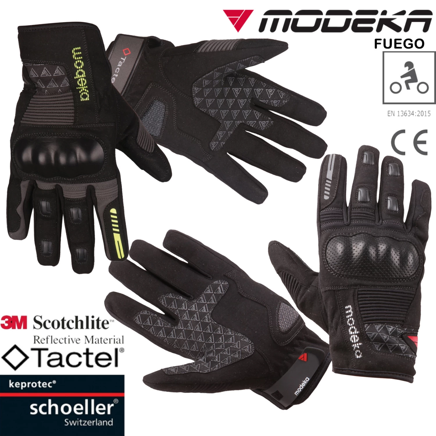 Modeka Motorradhandschuhe FUEGO Sport Amara Tactel 3M Reflektierend Keprotec Verstärkungen CE 6 Modeka Motorradhandschuhe FUEGO Sport Amara Tactel 3M Reflektierend Keprotec Verstärkungen CE – Bild 4