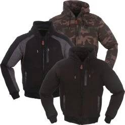 Modeka Motorrad-Hoodie HOOTCH Leger Blouson-Fit Mit Lederpaspeln Und Aramid