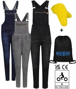 MotoGirl Motorrad-Latzhose IRENE DUNGRI Für Damen CE A Aramid Mit Protektoren