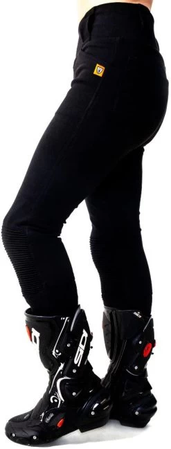 MotoGirl Motorrad-Leggings RIBBED KNEE Für Damen CE AA Aramid Inklusive Protektoren -Motorradbekleidungsgeschäft motogirl ribbed knee schwarz 4