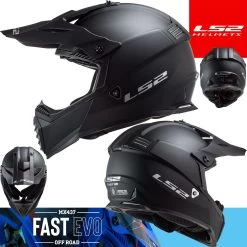 LS2 Crosshelm MX437 FAST EVO Mit Doppel-D Verschluss -Motorradbekleidungsgeschäft mx437 fast evo solid matt black haupt 1