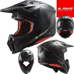 LS2 Crosshelm MX703 X-Force Carbon Premium-Offroad Helm Mit Doppel-D Verschluss Und Langem Helmschirm
