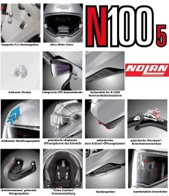 Nolan Klapphelm N100-5 Mit Sonnenblende Und Pinlockscheibe 31 Nolan Klapphelm N100-5 Mit Sonnenblende Und Pinlockscheibe -Motorradbekleidungsgeschäft n100 5 ueberblick 4