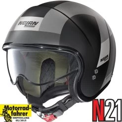 Nolan Jethelm N21 Retro-Vintage Helm Mit Blau Getönter Sonnenblende -Motorradbekleidungsgeschäft n21 spheroid f black 74 haupt 3