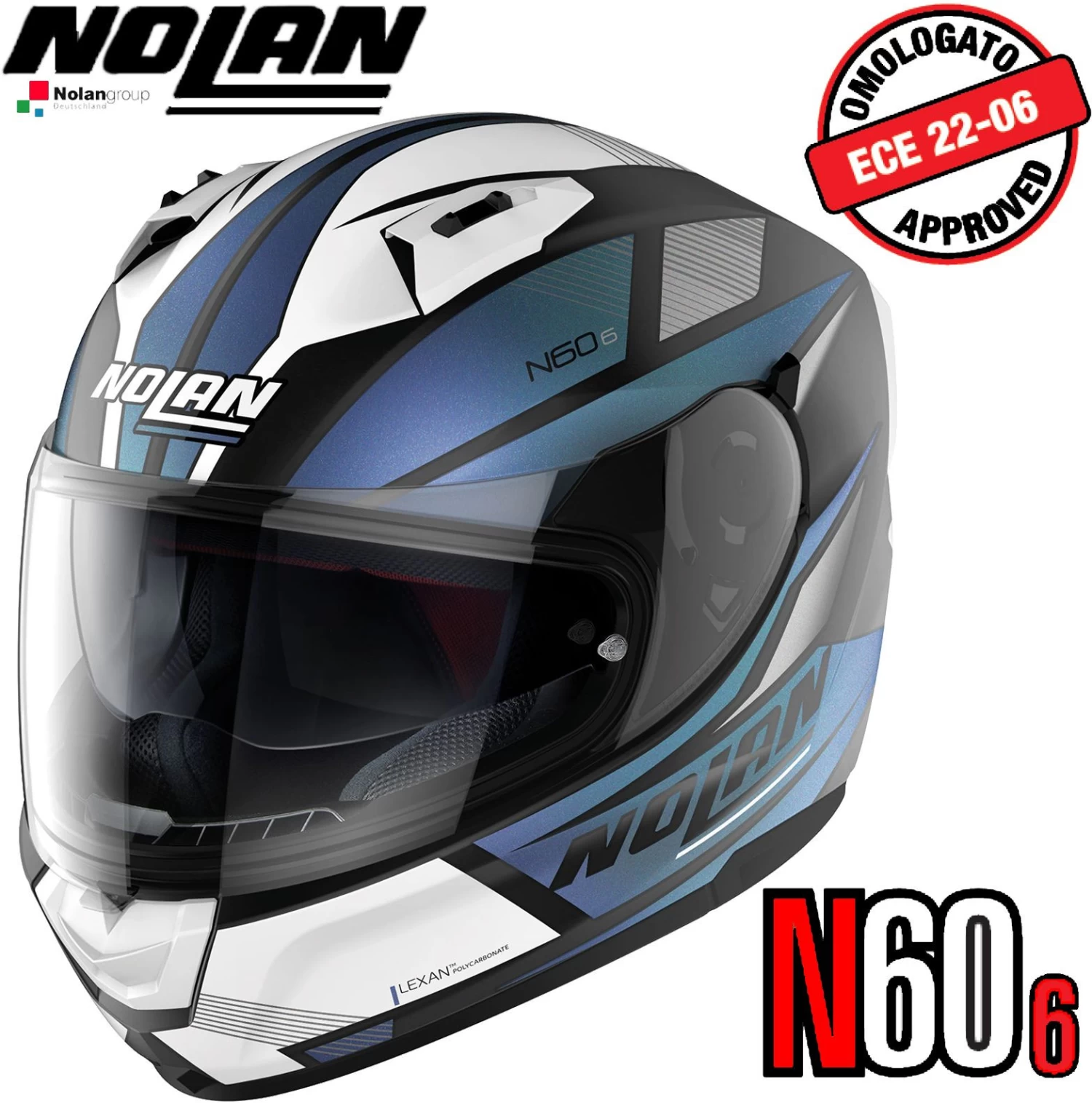 Nolan Integralhelm N60-6 DOWNSHIFT Mit Ultra-Wide-Visier VPS Sonnenblende Und Pinlock ECE 22.06 12 Nolan Integralhelm N60-6 DOWNSHIFT Mit Ultra-Wide-Visier VPS Sonnenblende Und Pinlock ECE 22.06 – Bild 10