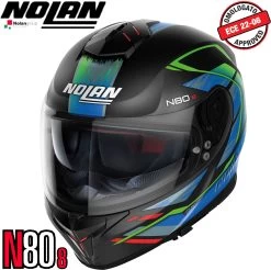 Nolan Integralhelm N80-8 Thunderbolt Mit Ultra-Wide Visier Pinlock Sonnenblende ECE 22.06 -Motorradbekleidungsgeschäft n80 8 thunderbolt ncom fbk 31 xhaupt